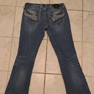 *Angel Wings* on Pockets!!! Miss Me Bootcut Jeans Size 28 Style JP5163B